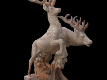 Скульптура из мрамора «Пара молодых оленей»